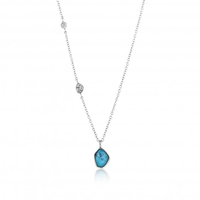 Silver Rhodium Plated Turquoise Pendant Necklace N014 - 02HAnia HaieN014 - 02H