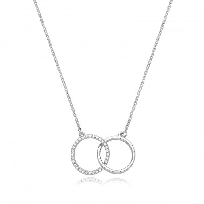 Silver rhodium Plated Zirconia Circle Link Necklace G3396Acotis Silver JewelleryTH - G3396