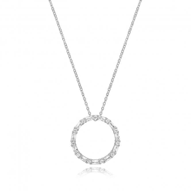 Silver rhodium Plated Zirconia Circle Necklace G3397Acotis Silver JewelleryTH - G3397