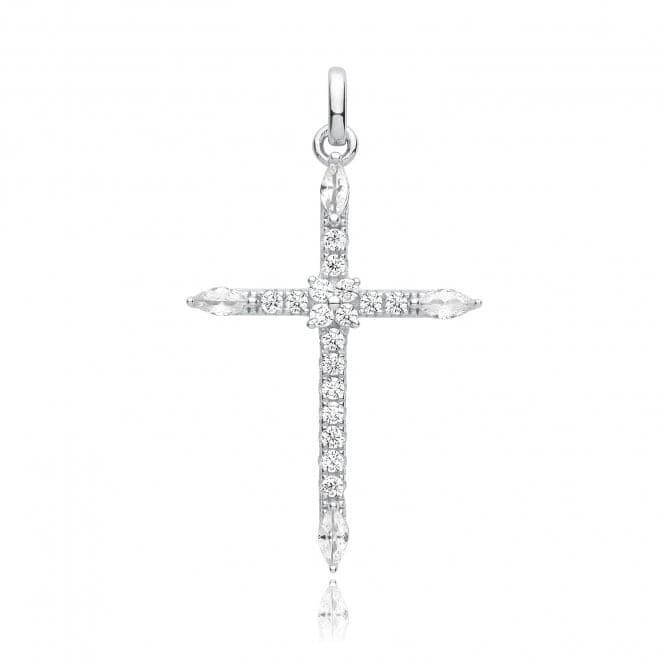 Silver rhodium Plated Zirconia Cross Pendant G61130Acotis Silver JewelleryTH - G61130