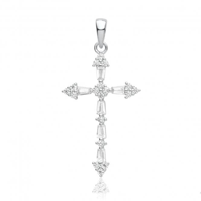 Silver rhodium Plated Zirconia Cross Pendant G61131Acotis Silver JewelleryTH - G61131