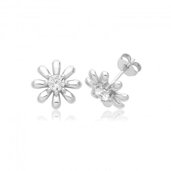 Silver rhodium Plated Zirconia Daisy Studs G51354Acotis Silver JewelleryTH - G51354