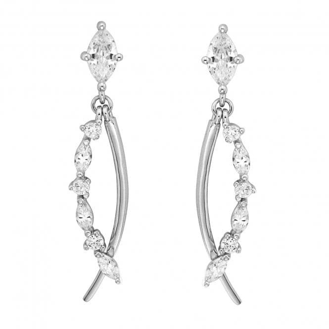 Silver rhodium Plated Zirconia Drop Earrings G51207Acotis Silver JewelleryTH - G51207