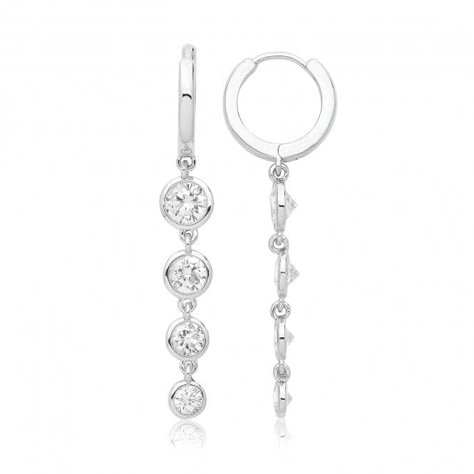 Silver rhodium Plated Zirconia Drop Hinged Earrings G51346Acotis Silver JewelleryTH - G51346