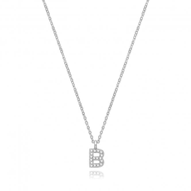 Silver rhodium Plated Zirconia Initial Necklace G3395/BAcotis Silver JewelleryTH - G3395/B