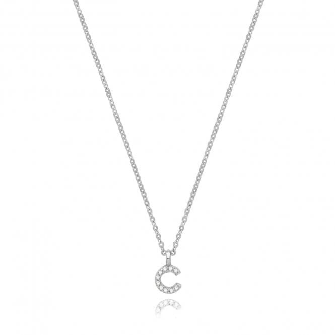 Silver rhodium Plated Zirconia Initial Necklace G3395/CAcotis Silver JewelleryTH - G3395/C