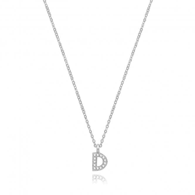 Silver rhodium Plated Zirconia Initial Necklace G3395/DAcotis Silver JewelleryTH - G3395/D