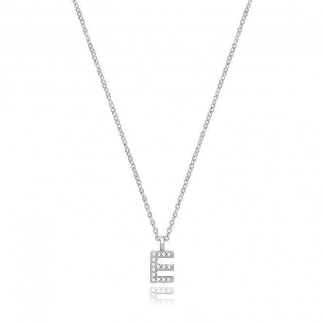 Silver rhodium Plated Zirconia Initial Necklace G3395/EAcotis Silver JewelleryTH - G3395/E