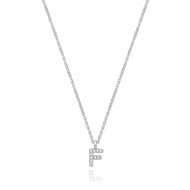 Silver rhodium Plated Zirconia Initial Necklace G3395/FAcotis Silver JewelleryTH - G3395/F