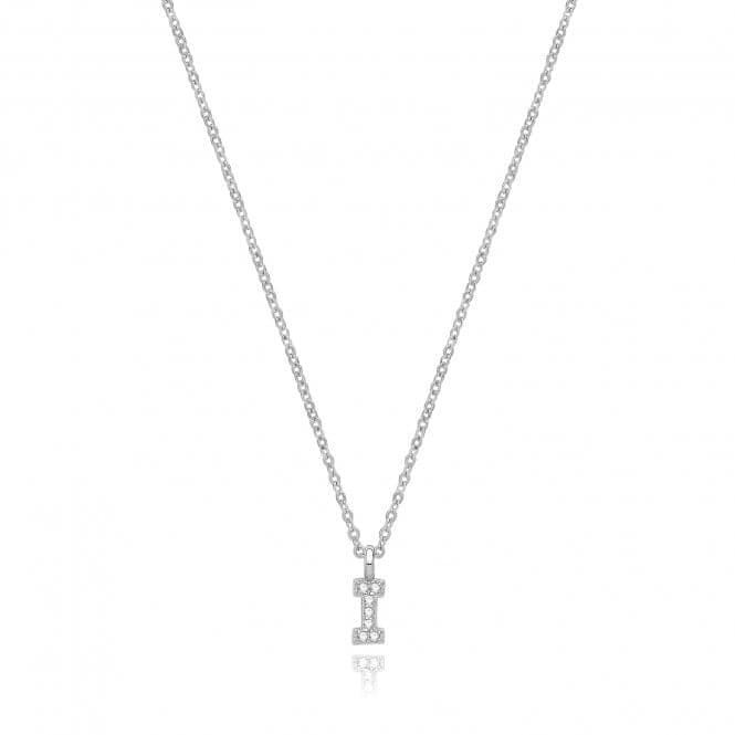 Silver rhodium Plated Zirconia Initial Necklace G3395/IAcotis Silver JewelleryTH - G3395/I