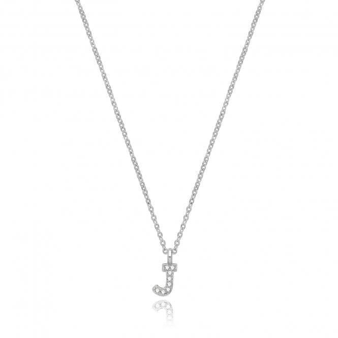 Silver rhodium Plated Zirconia Initial Necklace G3395/JAcotis Silver JewelleryTH - G3395/J