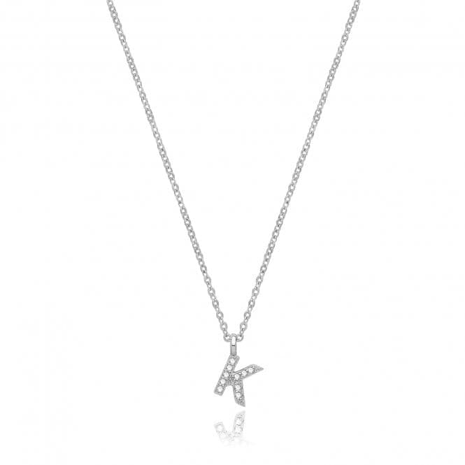 Silver rhodium Plated Zirconia Initial Necklace G3395/KAcotis Silver JewelleryTH - G3395/K