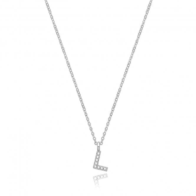 Silver rhodium Plated Zirconia Initial Necklace G3395/LAcotis Silver JewelleryTH - G3395/L