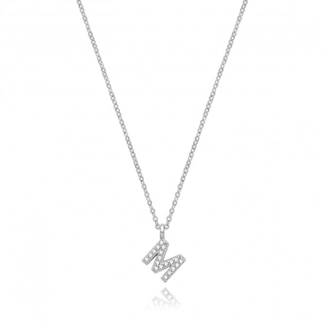 Silver rhodium Plated Zirconia Initial Necklace G3395/MAcotis Silver JewelleryTH - G3395/M