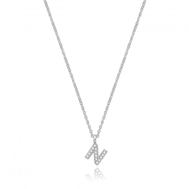 Silver rhodium Plated Zirconia Initial Necklace G3395/NAcotis Silver JewelleryTH - G3395/N