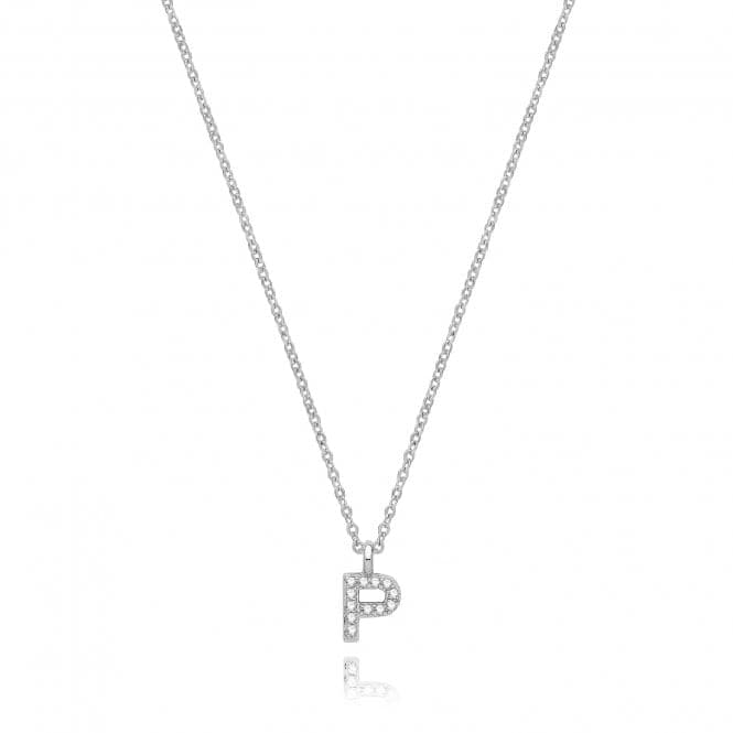 Silver rhodium Plated Zirconia Initial Necklace G3395/PAcotis Silver JewelleryTH - G3395/P