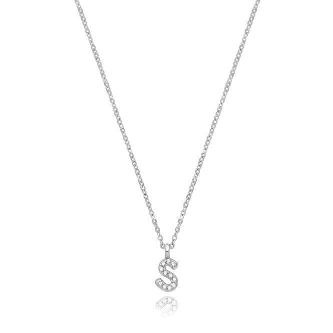 Silver rhodium Plated Zirconia Initial Necklace G3395/SAcotis Silver JewelleryTH - G3395/S