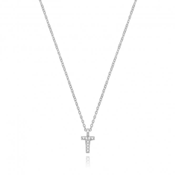 Silver rhodium Plated Zirconia Initial Necklace G3395/TAcotis Silver JewelleryTH - G3395/T