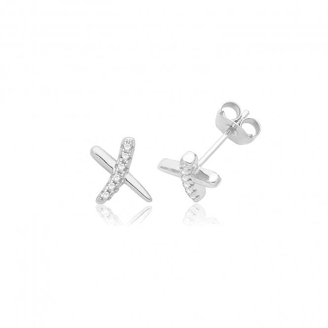 Silver rhodium Plated Zirconia Kiss Studs G51355Acotis Silver JewelleryTH - G51355