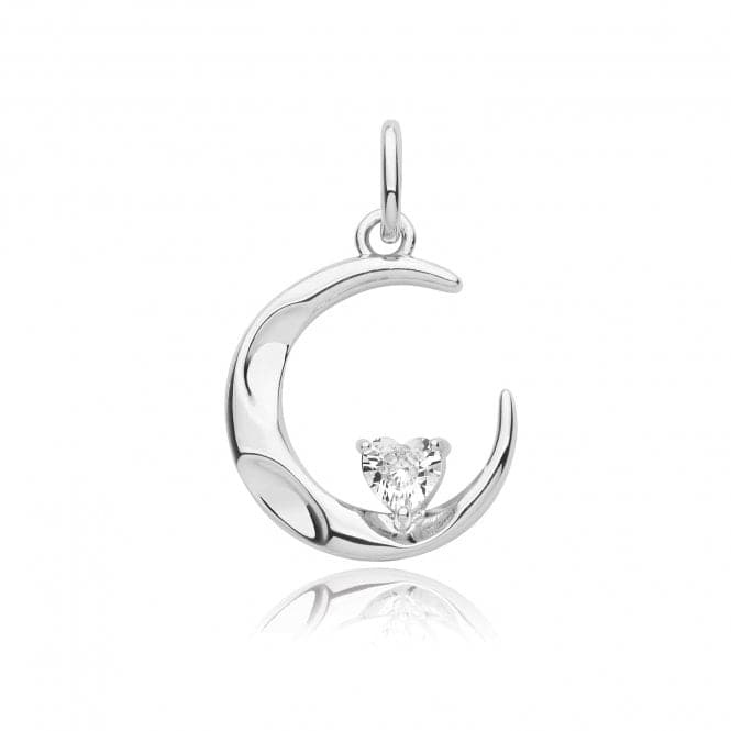 Silver rhodium Plated Zirconia Moon Pendant G61124Acotis Silver JewelleryTH - G61124