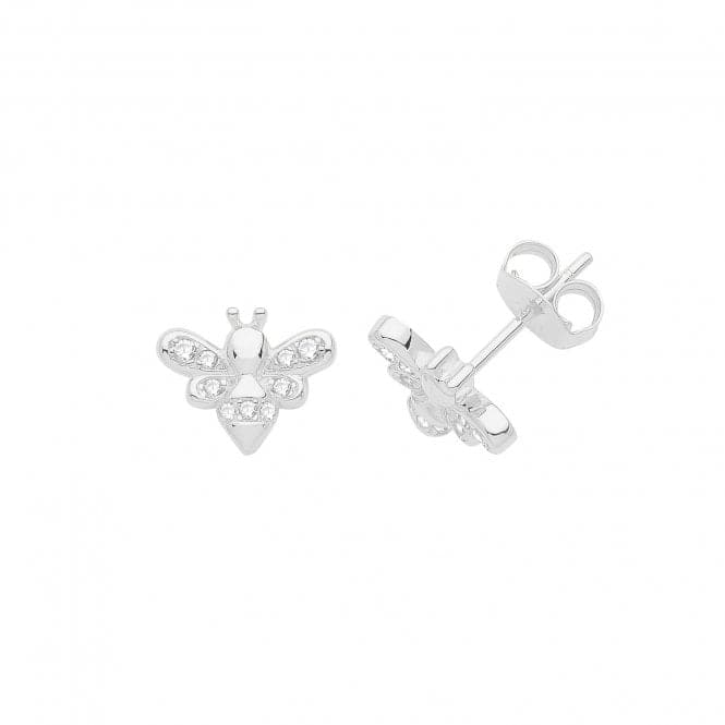 Silver rhodium Plated Zirconia Set Bee Studs G51249Acotis Silver JewelleryTH - G51249