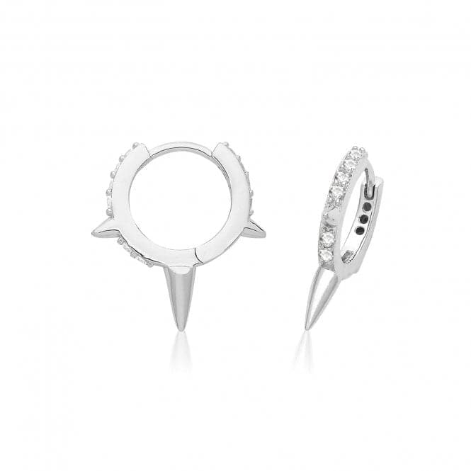 Silver rhodium Plated Zirconia Spike Hinged Earrings G51330Acotis Silver JewelleryTH - G51330