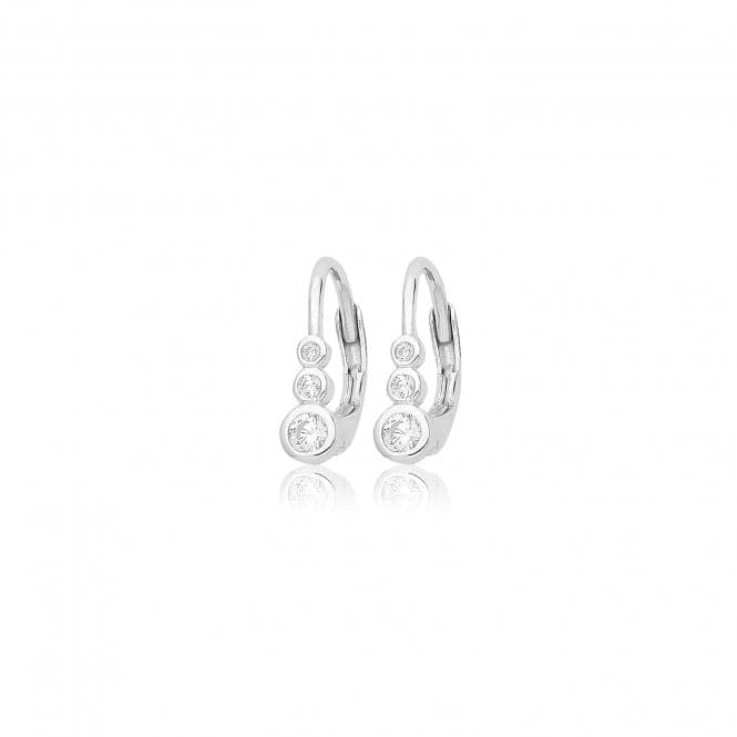 Silver rhodium Plated Zirconia Spring Clasp Earrings G51339Acotis Silver JewelleryTH - G51339