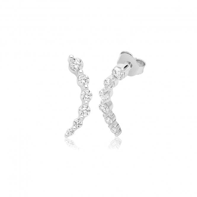 Silver rhodium Plated Zirconia Studs Climber G51349Acotis Silver JewelleryTH - G51349