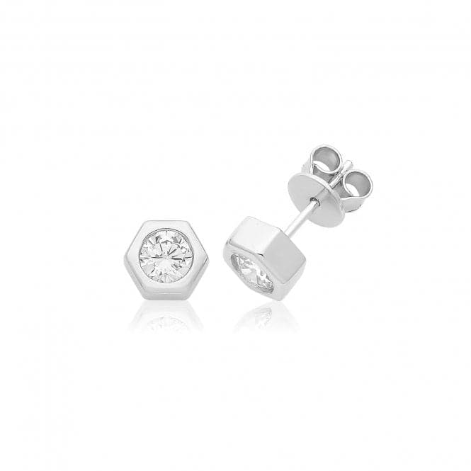 Silver rhodium Plated Zirconia Studs G51347Acotis Silver JewelleryTH - G51347