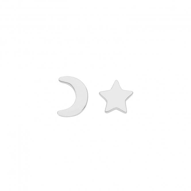 Silver rhodium Star And Moon Studs G51262Acotis Silver JewelleryTH - G51262