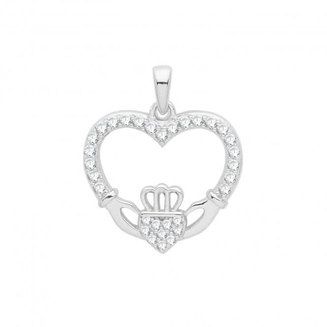 Pendant Set Rhodium Zirconia Heart Cladgh G61059