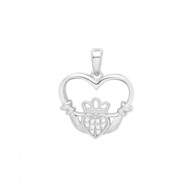 Silver rhodium Zirconia Set Heart Cladgh Pendant G61060Acotis Silver JewelleryTH - G61060