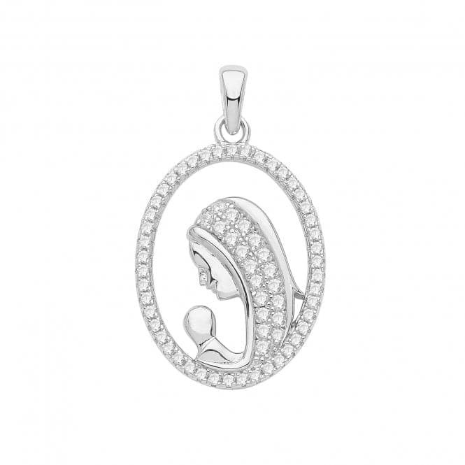 Silver rhodium Zirconia Set Madona Pendant G61093Acotis Silver JewelleryTH - G61093