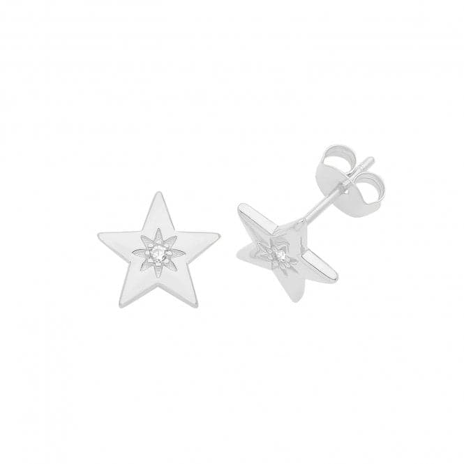 Silver rhodium Zirconia Set Star Earrings G51252Acotis Silver JewelleryTH - G51252