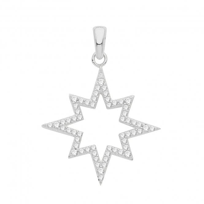 Silver rhodium Zirconia Set Star Pendant G61083Acotis Silver JewelleryTH - G61083