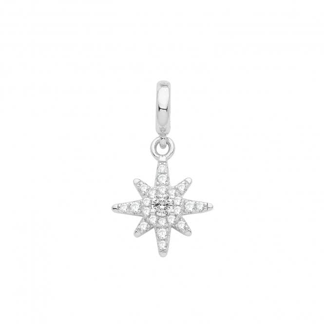 Silver rhodium Zirconia Set Star Pendant G61090Acotis Silver JewelleryTH - G61090