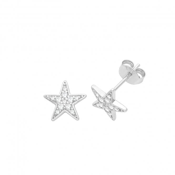 Silver rhodium Zirconia Set Star Studs G51274Acotis Silver JewelleryTH - G51274