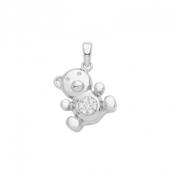 Silver rhodium Zirconia Set Teddy Bear Charm G61086Acotis Silver JewelleryTH - G61086