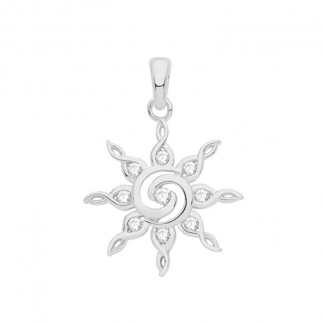 Silver rhodium Zirconia Set Twril Star Pendant G61082Acotis Silver JewelleryTH - G61082