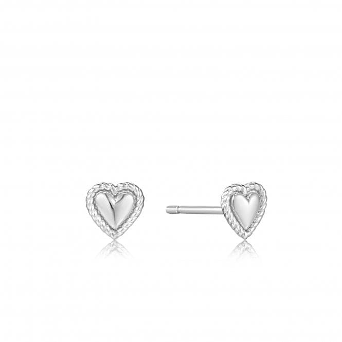 Silver Rope Heart Stud Earrings E036 - 02HAnia HaieE036 - 02H