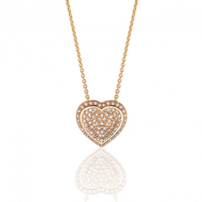 Silver Rose Gold Heart Pave Set Cubic Zirconia Chain Pendant SPG0052RSilver & CoSPG0052R