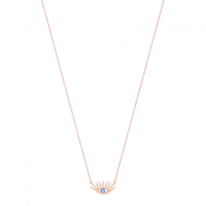 Silver Rose Gold Plated Evil Eye Necklace G3392RAcotis Silver JewelleryTH - G3392R