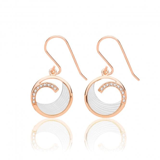 Silver Rose Gold Plated Mother of Pearl Cubic Zirconia Earrings SEG0087RSilver & CoSEG0087R