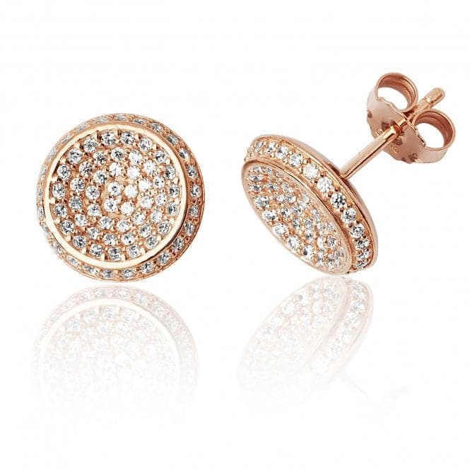 Silver Rose Gold Plated Round Pave Set Cubic Zirconia Stud Earrings SEG0063RSilver & CoSEG0063R