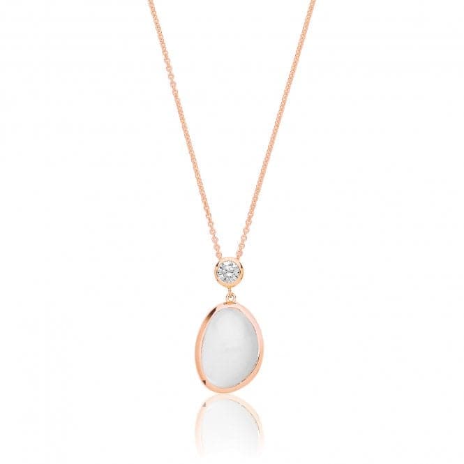 Silver Rose Gold Plated White Moon Stone Cubic Zirconia Pendant SPG0075RSilver & CoSPG0075R