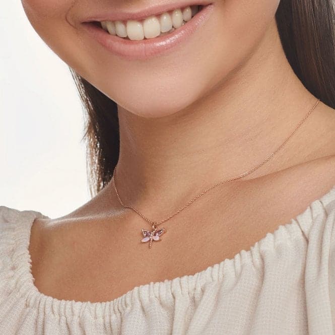 Silver Rose Gold Plated Zirconia Dragonfly Necklace KE2096 - 321 - 7 - L45VThomas Sabo Charm Club CharmingKE2096 - 321 - 7 - L45V