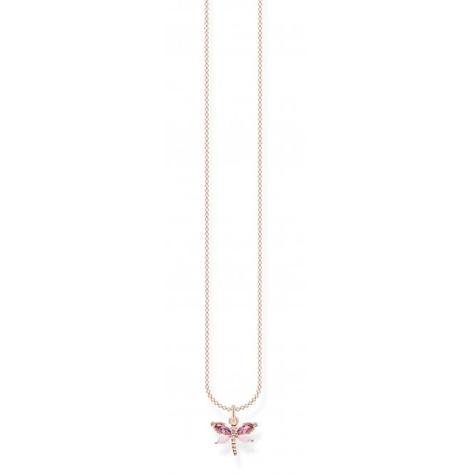 Silver Rose Gold Plated Zirconia Dragonfly Necklace KE2096 - 321 - 7 - L45VThomas Sabo Charm Club CharmingKE2096 - 321 - 7 - L45V