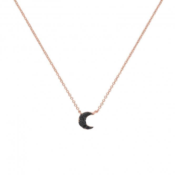 Silver Rose Gold Plated Zirconia Moon Necklace G3359RAcotis Silver JewelleryTH - G3359R