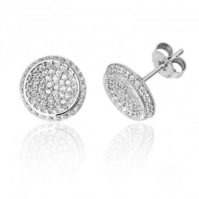 Silver Round Pave Set Cubic Zirconia Stud Earrings SEG0063CZSilver & CoSEG0063CZ