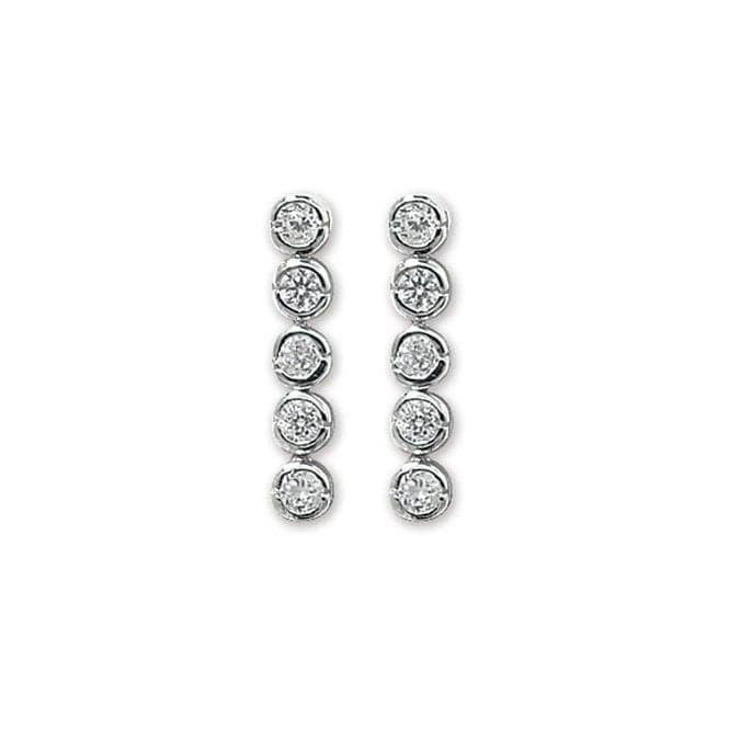 Silver Round Zirconia Drop Earrings G5019Acotis Silver JewelleryTH - G5019